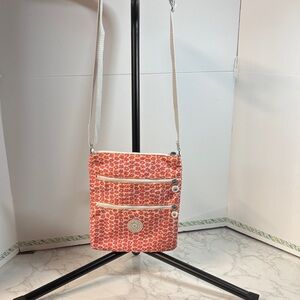 Kipling Keiko Nylon Orange flower Crossbody bag, no monkey keychain